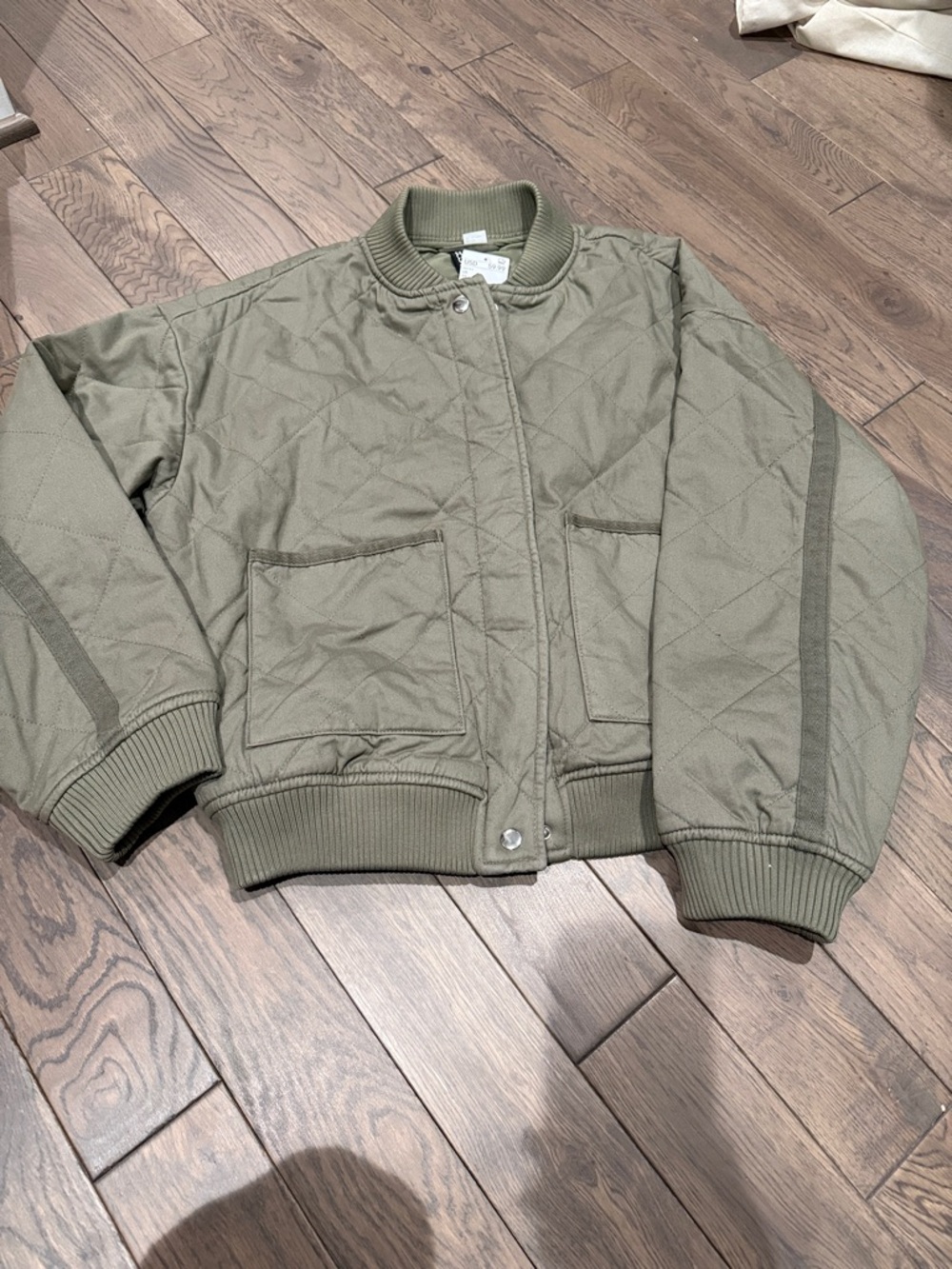 H&MOlive Quilted Bomber Jacket - Military Green